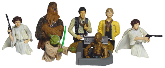 4 STAR WARS FIGURES: LUKE SKYWALKER, CHEWBACCA, PRINCESS LEIA AND