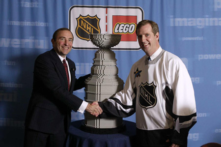 Pictured, NHL Commissioner, Gary Bettman (l) with LEGO Americas president, Andrew Black (r). (PRNewsFoto)