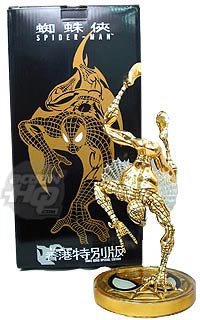 gold spider-man statue