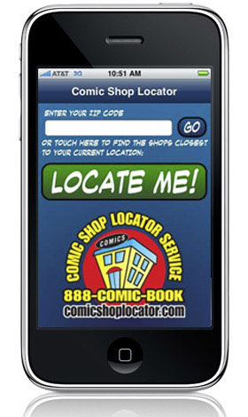Comic Shop Locator App for iPhone