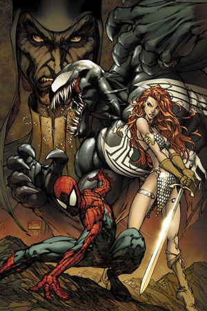 Spider-Man and Red Sonja Crossover comic book cover