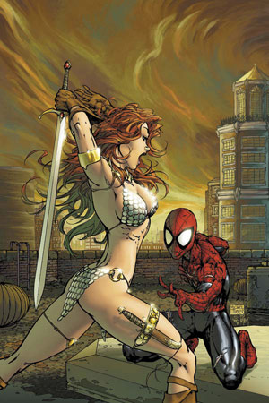 Spider-Man and Red Sonja Crossover comic book cover