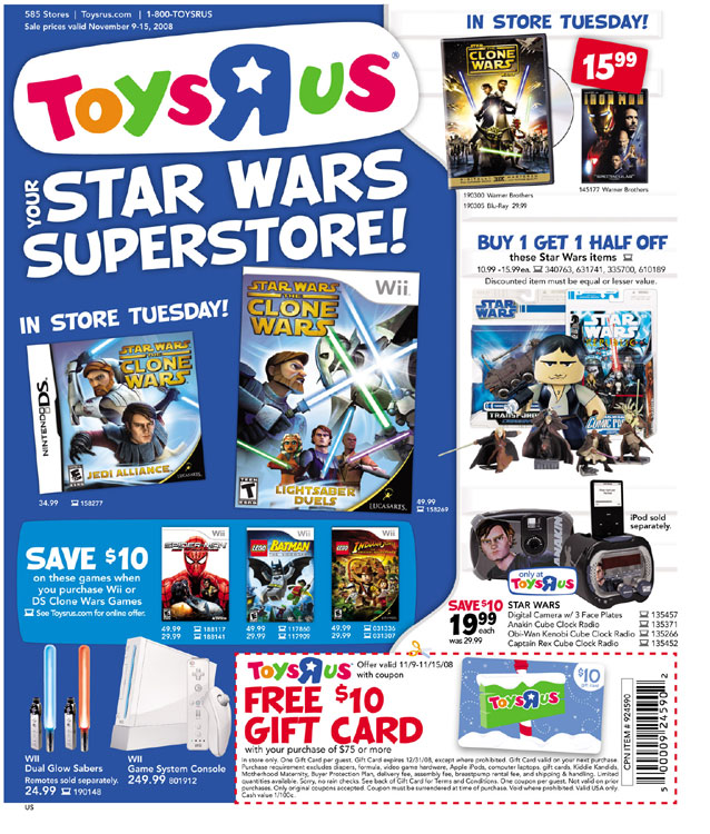 ToysRUs circular ad for November 9 to 15, 2008