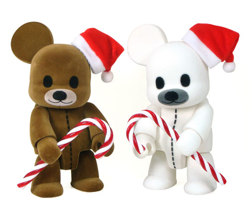 holiday flocked qee bear action figures