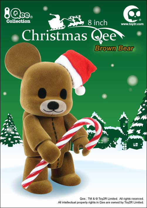 holiday flocked qee bear action figures