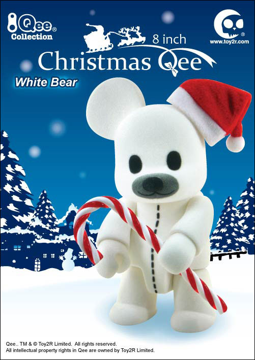 holiday flocked qee bear action figures
