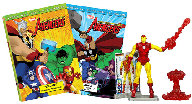 avengers dvd set and iron man action figure