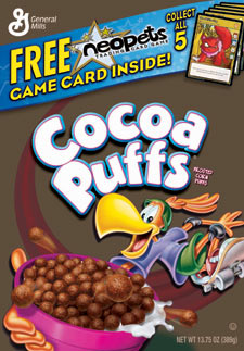 neopets trading card in general mills cereals