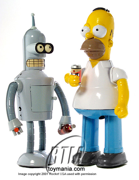 Homer and Bender tin toys from Rocket USA